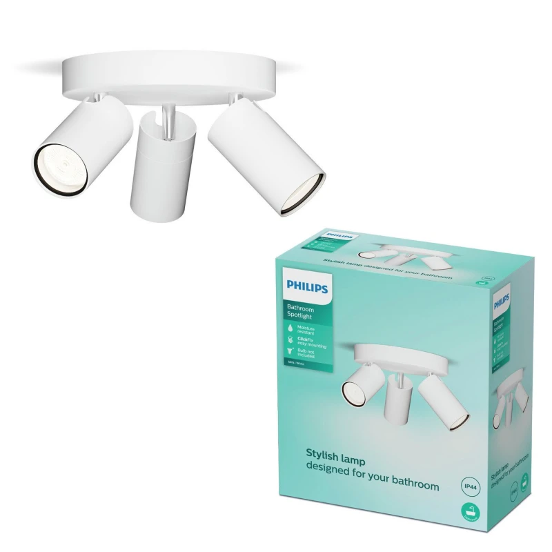 Image of Philips Philips Idris Metal 3 Light Plate Spotlight - White