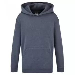 Image of Fruit of the Loom Childrens/Kids Classic Hooded Sweatshirt (7-8 Years) (Heather Navy)