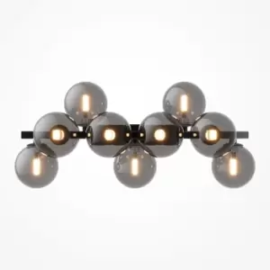 Image of Maytoni Dallas Modern 9 Light Wall Lamp Black, Smoky Shade, G9