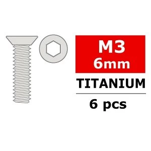 Image of Corally Titanium Screws M3 X 6Mm Hex Flat Head 6 Pcs
