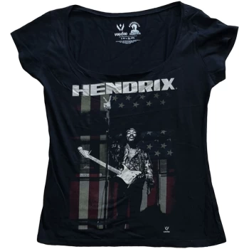 Image of Jimi Hendrix - Peace Flag Womens Large T-Shirt - Black