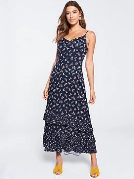 Image of Oasis Floral Tiered Cami Dress - Multi/Blue, Multi Blue, Size 18, Women