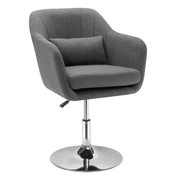 Image of HOMCOM Swivel Accent Chair Contemporary Vanity Armchair with Adjustable Height Thick Cushion Lumbar Support Armrest for Bedroom