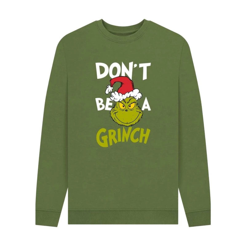 Image of The Grinch Mens Don't Be A Grinch Graphic Sweatshirt in Green Size: Small Green Male S