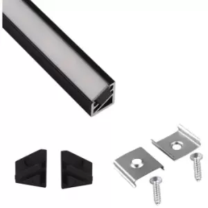 image of Moderix - Aluminium Profile Corner 2m For LED Lights Strip Opal Cover - Colour Black - Pack of 5