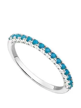 Image of The Love Silver Collection Sterling Silver & Turquoise Nano Crystal Stacking Ring, One Colour, Size L, Women