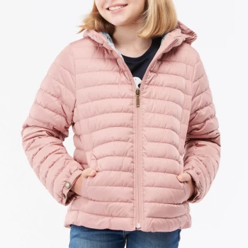 Barbour Girls Cranmore Hooded Quilted Jacket - Soft Coral/Folky Floral - 14-15 Years