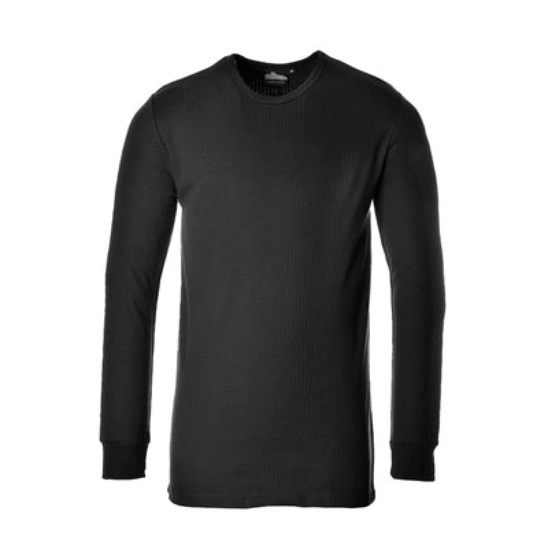 Image of Portwest Thermal Long Sleeve T Shirt B123BKRXS Colour: Black