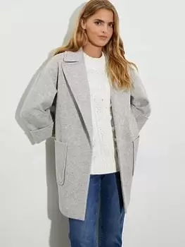 Image of Dorothy Perkins Relaxed Edge To Edge Coat - Grey, Size 8, Women