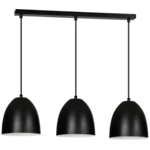 image of Lenox Black/White Bar Pendant Ceiling Light 3x E27