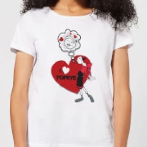 Image of Popeye I Love Popeye Womens T-Shirt - White - 3XL
