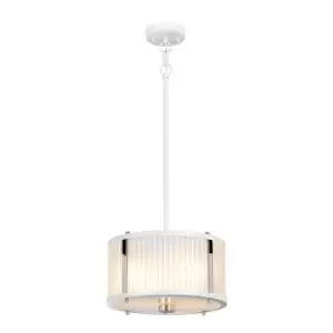 Image of 2 Bulb Ceiling Pendant White Satin Painted Highly Polished Nickel LED E27 60W