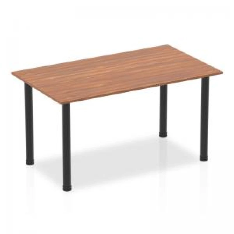 Image of Dynamic Impulse 1400mm Straight Table Walnut Top Black Post Leg BF00374