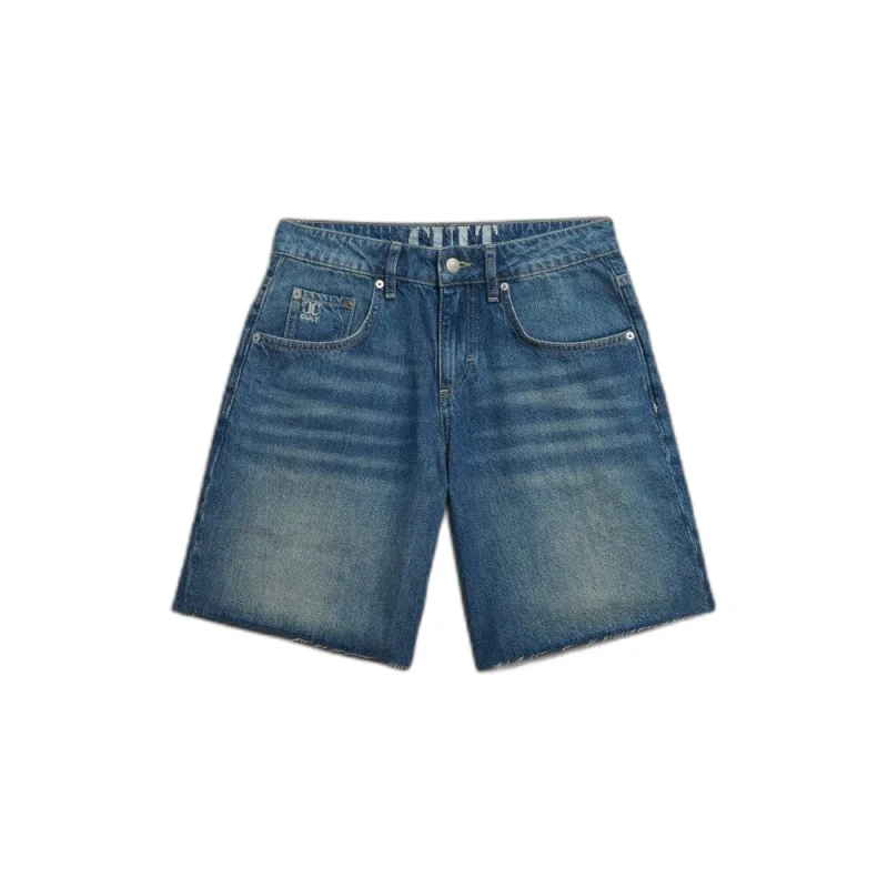 Image of Superdry Womens baggy shorts Superdry Rise Mid Bleu Female 28