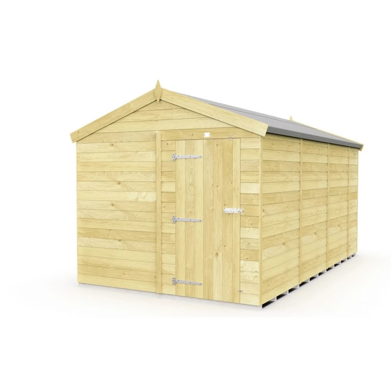 Image of Buttercup Farm 8 x 13 Feet Apex Shed - Single Door W/O Window - L387 x W231 x H217cm in Brown Brown Unisex