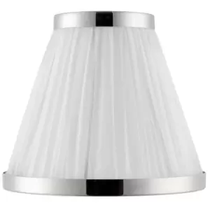 image of 6" Luxury Round Tapered Lamp Shade White Pleated Organza Fabric & Bright Nickel