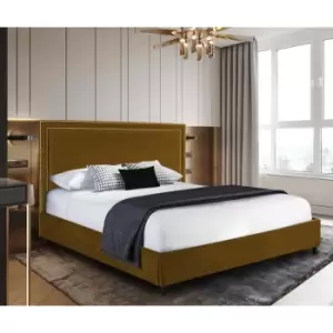 Image of Sensio Bed Double Plush Velvet Mustard