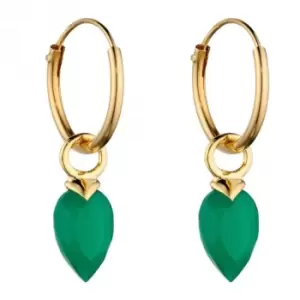 Image of May Yellow Gold Plated Birthstone Chalcedony Stone Hoop Charm Earring Y2665