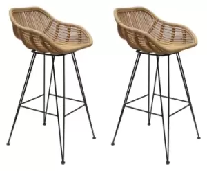 Image of SBN Bodan Pair of Metal Barstools - Natural