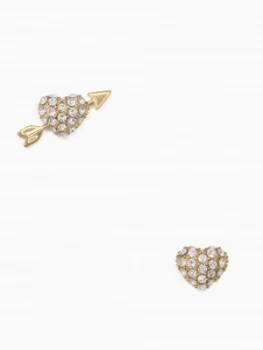 image of Kate Spade New York Be Mine Heart And Arrow Stud Earrings Gold Clear