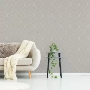 image of Superfresco Easy - Superfresco Savile Row Geometric Taupe Beige Metallic Wallpaper - Beige