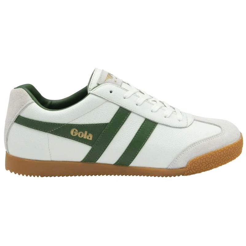 Image of Gola Mens Harrier Leather Trainers Shoes White Green - UK 11 White male PS3798WGG11
