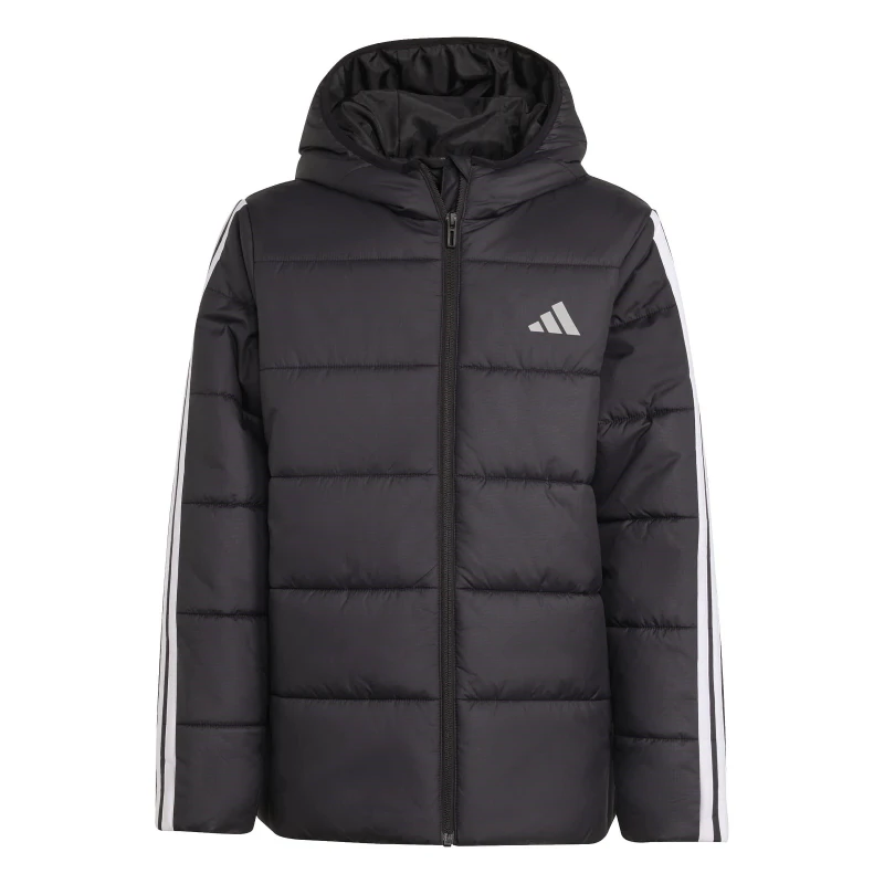 Image of adidas Unisex Kids Essentials 3S Hooded Long Sleeve Puffer Jacket Black/White unisex 11-12 Years