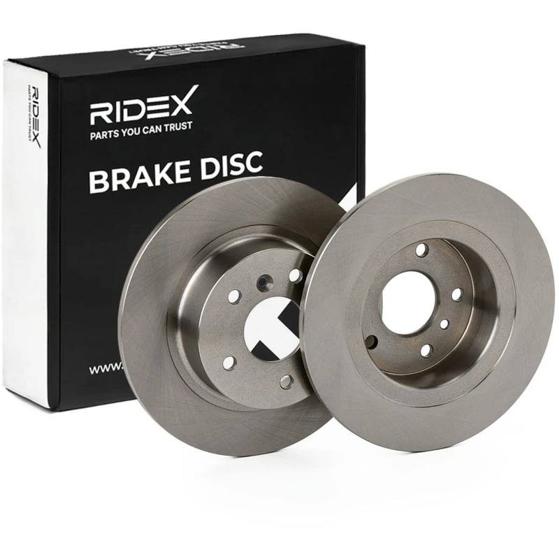 Image of RIDEX 82B0519 Brake disc Rear Axle, solid, Cast Iron, Uncoated, Untreated, without bolts/screws Cast Iron Brake Disc (82)