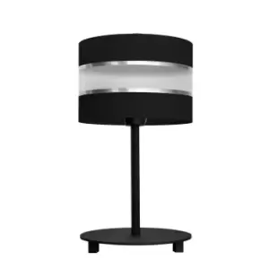 image of Helen Table Lamp With Round Shade Black, Silver 20cm