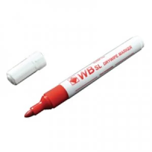 image of Whitecroft Red Whiteboard Marker Pens Bullet Tip Pack of 10 WB15 804025