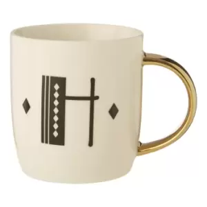 Bone China White/Gold H Alphabet Mug