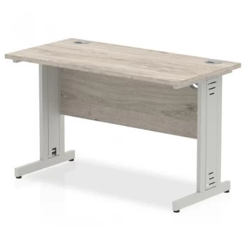 Image of Trexus Slim Rectangular Desk Silver Cable Managed Leg 1200x600mm Grey