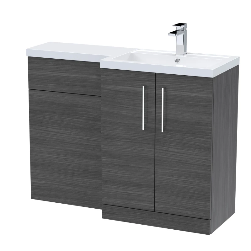 Image of Balterley Right Hand Floor Standing Vanity Basin and WC Unit 1100mm Anthracite 1100mm Grey