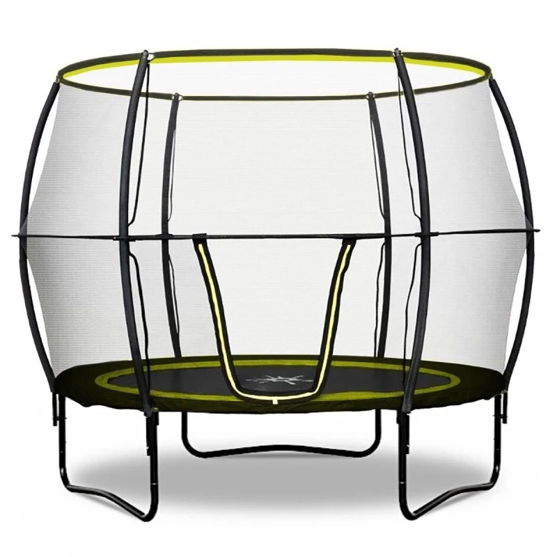 Image of Rebo Base Jump Garden Trampoline With Halo II Enclosure - 8ft Black