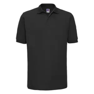 Image of Russell Mens Ripple Collar & Cuff Short Sleeve Polo Shirt (XS) (Black)