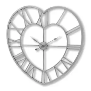 image of Silver Heart Skeleton Wall Clock