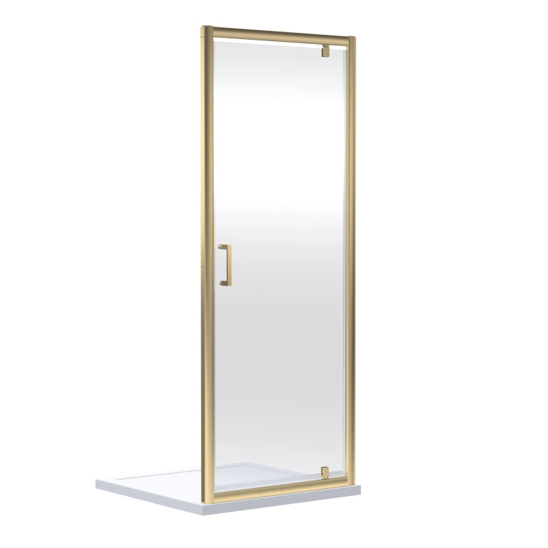 Image of Balterley 6mm Glass Reversible Pivot Shower Door 1900 x 760mm Brushed Brass in Metallics Metallics Unisex