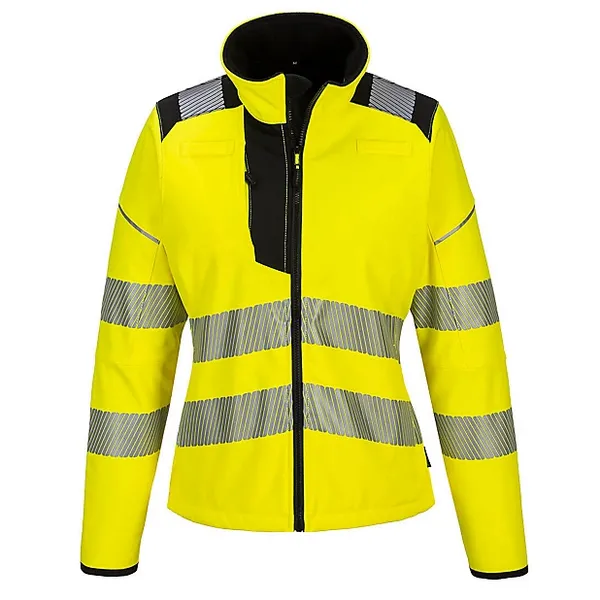 image of Portwest PW3 Womens Hi Vis Softshell Jacket PW381YBRXL Colour: Yellow / Black