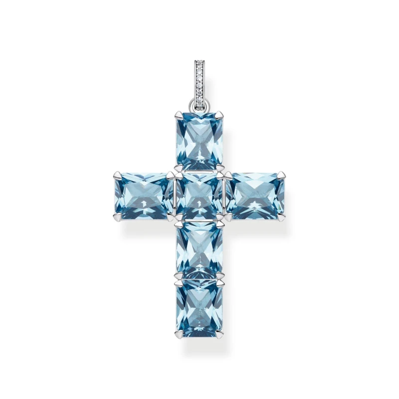 Image of Thomas Sabo Sabo Cross Pendant - Blue Blue One Size