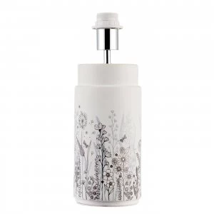 Image of Table Lamp Matt White Glaze, Transfer Print On Ceramic, E27