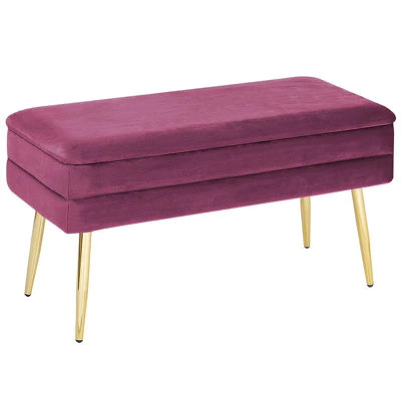 Image of Beliani Storage Bench Durham Velvet Burgundy