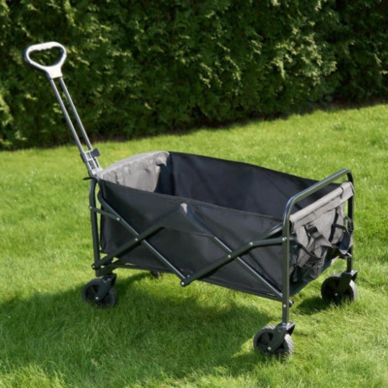 Image of OHS OHS Outdoor Garden Trolley Cart Foldable Camping Wagon Truck Wheelbarrow Storage in Black One Size Unisex 5027434209460