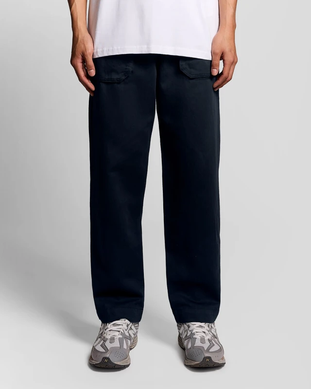 Image of Lyle & Scott Mens Straight Leg Linen Blend Trousers in Navy