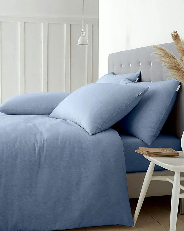 Image of Catherine Lansfield Catherine Lansfield 'Brushed Cotton' Duvet Cover Set in Light Blue Size: King Light Blue King Unisex 5057681930374