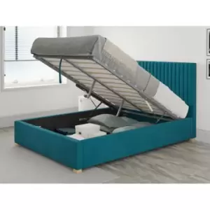 Image of Grant Ottoman Upholstered Bed, Plush Velvet, Teal - Ottoman Bed Size King (150x200)