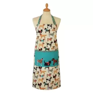 image of Ulster Weavers Hound Dog Cotton Apron Beige, Blue and Yellow