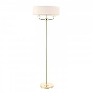 Image of 2 Light Floor Lamp Brass, Crystal Glass, E14