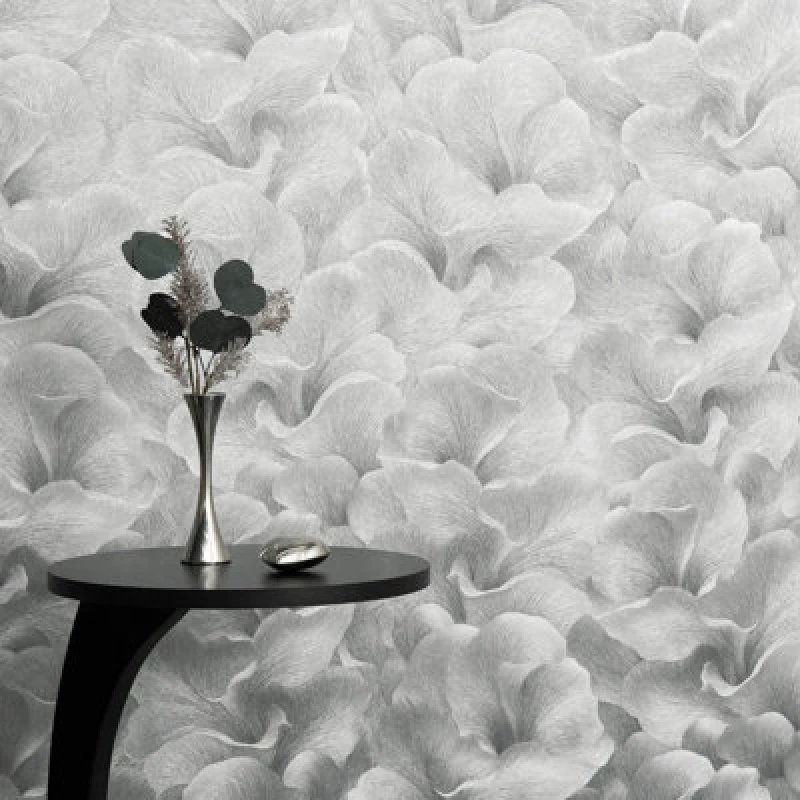 Image of Erismann Erismann Floral Glow Silver Vinyl Wallpaper silver
