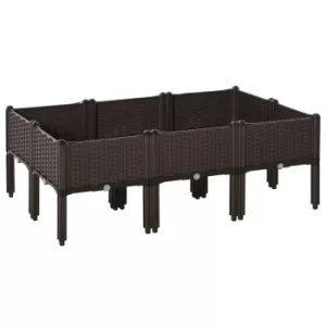 Image of Outsunny 6 Piece PP Raised Flower Bed Stackable Vegetable Herb Free Combination Grow Box with Drainage Holes