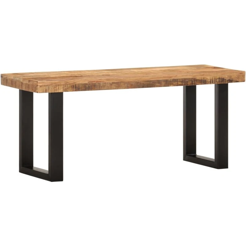 Image of VIDAXL Bench 110cm Solid Rough Mango Wood and Steel Vidaxl 8719883866079